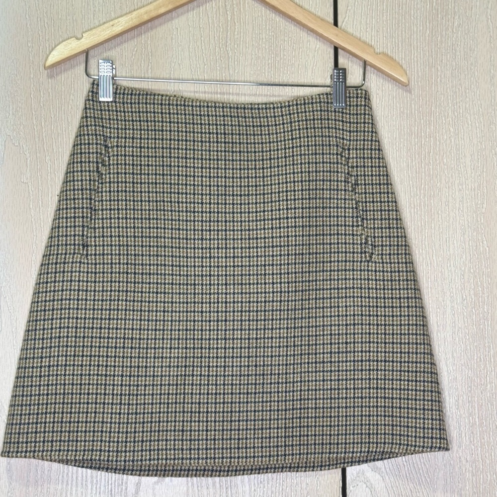 Rebecca Taylor | Check Wool Blend Miniskirt in Military Green